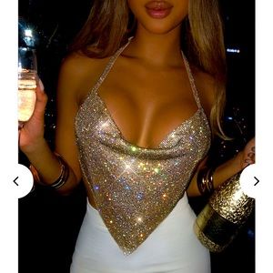 Babyboo Fashion Valery Diamante Top - Gold